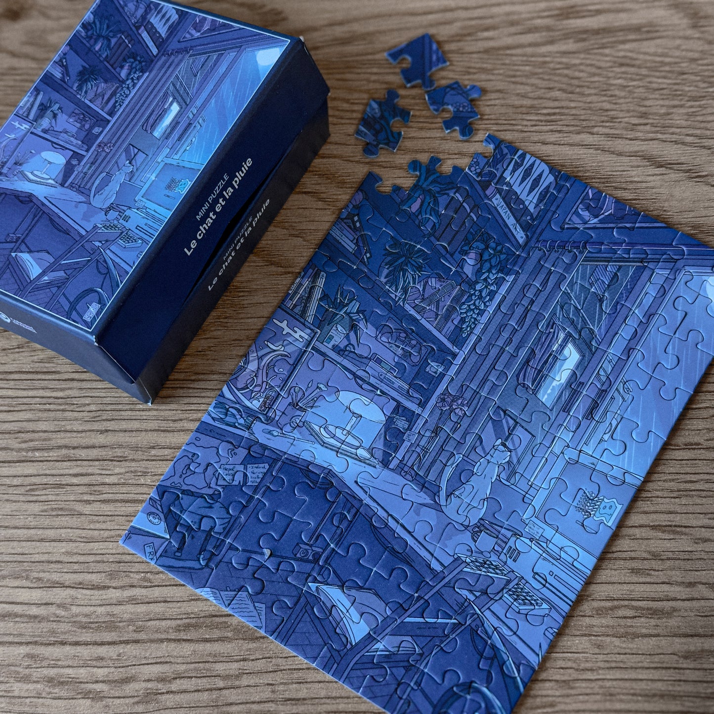 Mini puzzle 100 pièces - Le chat et la pluie