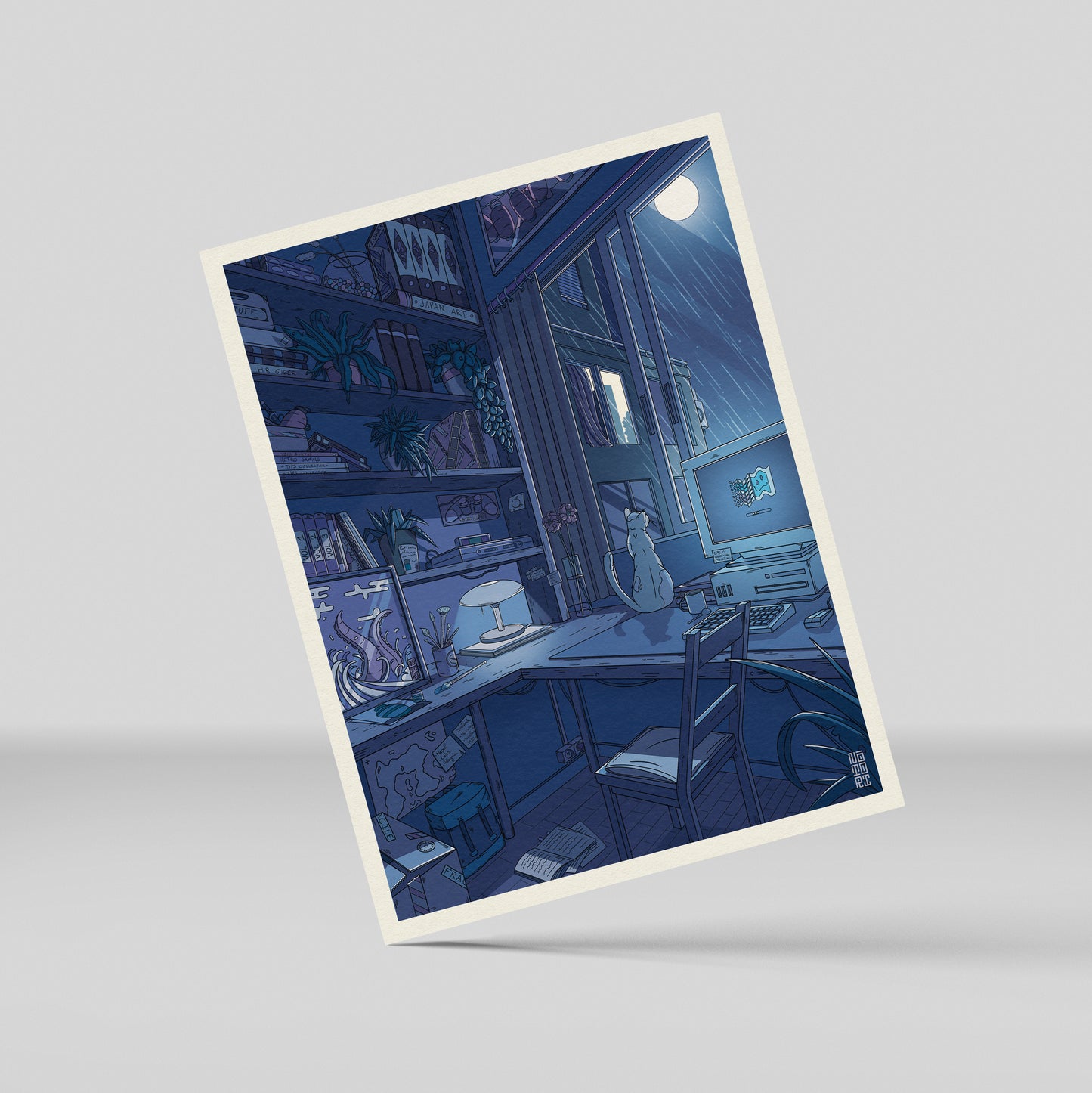 Le chat et la pluie Mini Print