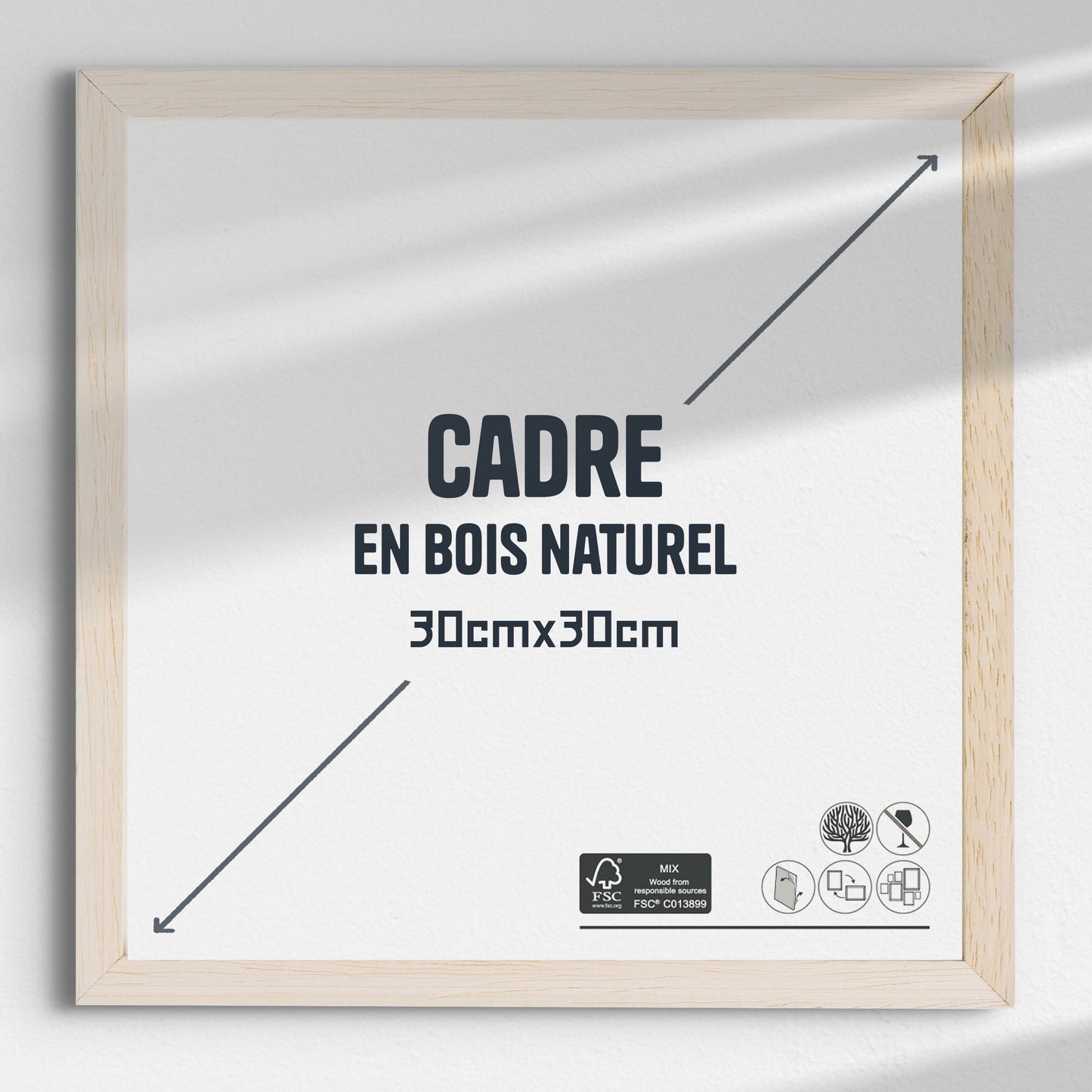 Cadre Bois Naturel 30x30